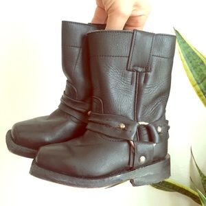 Baby Black Motorcycle Leather Boots
